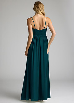 Azazie Alia Bridesmaid Dresses Pine A-Line Pleated Chiffon Dress image5