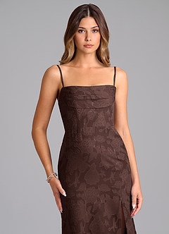 Azazie Saige Bridesmaid Dresses Ganache A-Line Off the Shoulder Floral Burnout Convertible Dress image2
