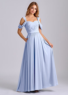 Azazie Koa 신부 들러리 드레스 A라인 오프 더 숄더 쉬폰 바닥 길이 드레스 image4