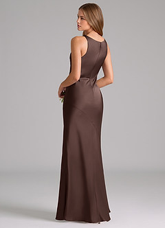 Azazie Allettie At-home Try On Dresses Black Mermaid Stretch Satin Dress image2