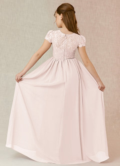 Azazie Delevingne Junior Robe Trapèze en Mousseline de soie Dentelle Rose Pétale image2