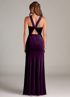 Azazie Rue Bridesmaid Dresses Grape A-Line Pleated Velvet Dress image5