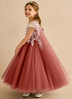 Azazie Dandelion Flower Girl Dresses Terracotta Ball-Gown Lace Dress image6