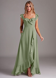 Azazie Lyra Bridesmaid Dresses Pistachio A-Line Chiffon Convertible Dress image3