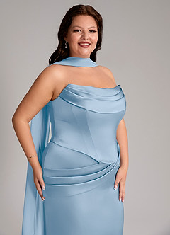 Azazie Sorrel Bridesmaid Dresses Powder Blue Mermaid Strapless Stretch Satin Convertible Dress image11