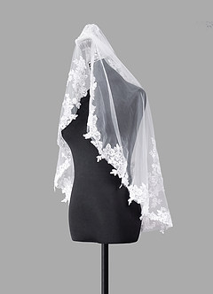 front Diamond and Lace Waist Veil