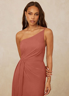 Christian Siriano Bridal for Azazie 1003 Bridesmaid Dresses Clay Sheath One Shoulder Chiffon Dress image4