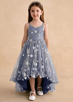Azazie Celia vestidos de niña de las flores Vestido Tormenta de Tul de Línea A con Tirantes finos image6