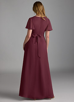 Azazie Zaniah Bridesmaid Dresses Cabernet A-Line Chiffon Dress image2