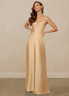 Christian Siriano Bridal for Azazie 1001 Bridesmaid Dresses Gold A-Line Sweetheart Neckline Stretch Satin Dress image3