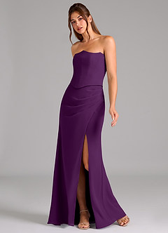 Azazie Jenine Bridesmaid Dresses Grape Mermaid Strapless Chiffon Dress image4
