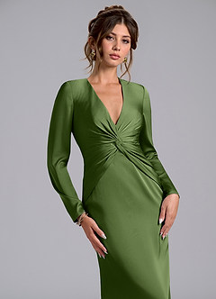 Azazie Valerie Bridesmaid Dresses Juniper Mermaid Long Sleeve Stretch Satin Dress image5