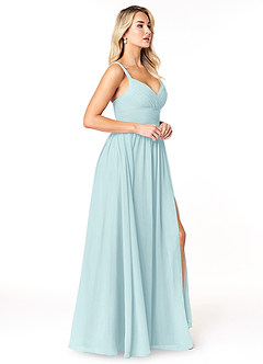 Azazie Chanel Bridesmaid Dresses Sea Glass A-Line Pleated Chiffon Dress image4