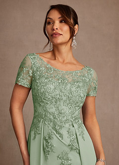Azazie Alva vestidos de madre de la novia Vestido de Salvia Polvorienta de Encaje de Corte en A image6