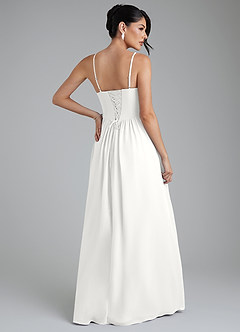 Azazie Alisha Robes de demoiselle d'honneur Robe Trapèze en Mousseline de soie Corset Blanc image9