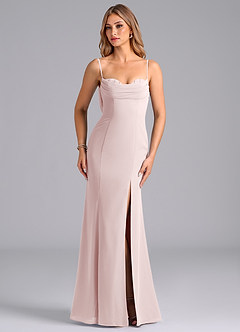 Azazie Wynni Essayer des robes à la maison Robe Sirène en Mousseline de soie Corset Rose Pâle image4