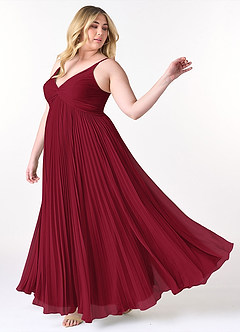 Azazie Raychelle Bridesmaid Dresses Burgundy A-Line V-Neck Chiffon Dress image9