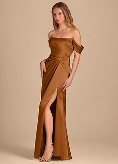 Azazie Shea Probar vestidos en casa Vestido de Agave de Satén Metálico de Corte Sirena Convertible con Vestidos sin tirantes image3