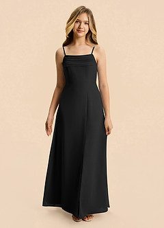Azazie Lilly Junior Black A-Line Pleated Chiffon Dress image4