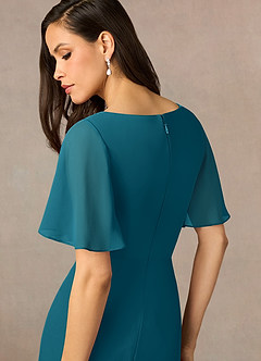 Azazie Rain Abiti per la Madre della Sposa Abito Tubino in Chiffon Perline Blu Inchiostro image5