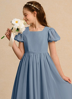 Azazie Lilia Junior Formal Flower Girl Klänningar Klä A-Linje i Chiffong med ärmar image5