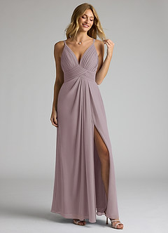 Azazie Maren Allure Abiti da Damigella Abito A-Line in Chiffon con Scollo a V in Pizzo Dusk image3