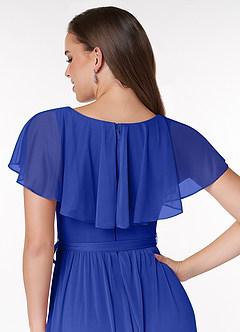 Azazie Jael Final Sale Royal Blue A-Line V-Neck Mesh Dress image6
