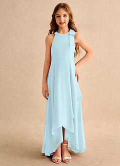 Azazie Boop Girls Formal Flower Girl Dresses Cloud Blue A-Line Bow Chiffon Dress image3
