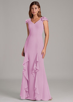 Azazie Nessa Bridesmaid Dresses Candy Pink A-Line Chiffon Dress image4