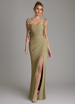 Azazie Jessamine Bridesmaid Dresses Moss Green Mermaid Corset Chiffon Dress image1