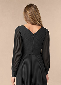 Azazie Zina Mother of the Bride Dresses Black A-Line Pleated Chiffon Dress image6