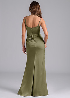 Azazie Donielle Robes de demoiselle d'honneur Robe Sirène en Satin extensible Corset Pistache image2