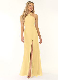 Azazie Rue Bridesmaid Dresses Butter A-Line Halter Chiffon Dress image1