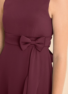 Azazie Lilenne Junior Cabernet A-Line Bow Chiffon Dress image6