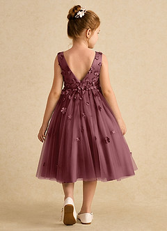 Azazie Lana Flower Girl Dresses Desert Rose A-Line Sleeveless Matte Satin Dress image2