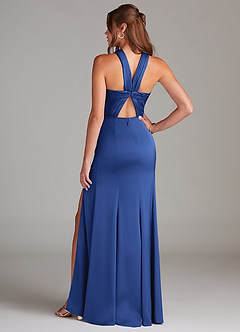 Azazie Rue Bridesmaid Dresses Royal Blue A-Line Pleated Stretch Satin Dress image7