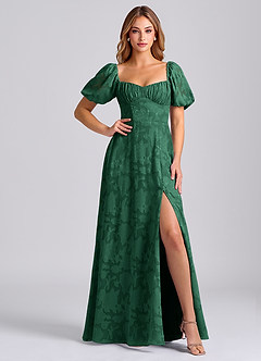 Azazie Mirian Bridesmaid Dresses Dark Green A-Line Sweetheart Neckline Floral Burnout Dress image5