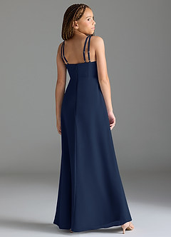 Azazie Leo Junior Meerjungfrau-Linie Plissee Chiffon Kleid Dunkelmarine image5