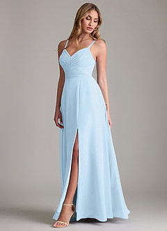 Azazie Terese Bridesmaid Dresses Sky Blue A-Line Pleated Chiffon Dress image4