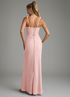 Azazie Asa Bridesmaid Dresses Powder Pink Sheath Corset Chiffon Dress image2