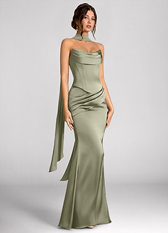 Calista Dusty Sage Luminous Satin Maxi Dress image4