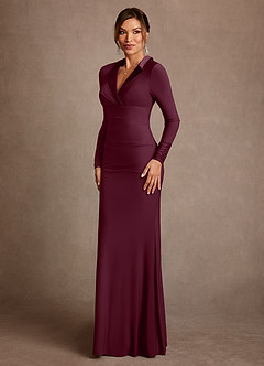 Azazie Syracuse Abiti per la Madre della Sposa Abito Tubino in Maglia Lussuosa Plissettato Cabernet image4