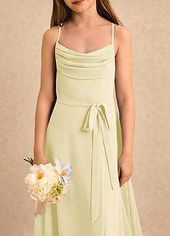 Azazie Jasslyn Girls Formal Flower Girl Dresses Lemon Sorbet A-Line Pleated Chiffon Dress image5