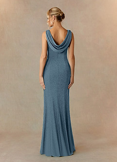 Upstudio Hamden Slutförsäljning Klänning Sjöjungfru i Metallisk stickning Bateau urringning Skymning image4