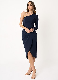 Kensie Navy One Shoulder Midi Dress image4
