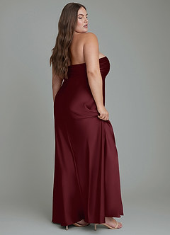 Azazie Saylor Bridesmaid Dresses Cabernet Mermaid Strapless Stretch Satin Dress image2