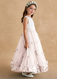 Azazie Vi Flower Girl Dresses Rose Petal A-Line Sleeveless Tulle Dress image14