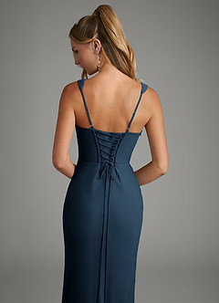Azazie Asa Bridesmaid Dresses Dark Navy Sheath Corset Chiffon Dress image7
