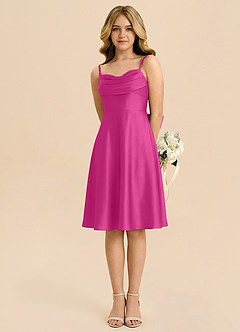 Azazie Bear Junior Fuchsia A-Line Sweetheart Neckline Stretch Satin Dress image5