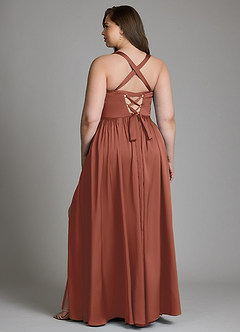 Azazie Francis Bridesmaid Dresses Auburn A-Line Corset Stretch Satin Dress image10